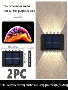 1PC/2PCS Solar Powered Wall Light With 8/10LED, Royal Castle Design, For Villa Outdoor Landscape, Waterproof Ambience Wall Decoration For Terrace And Patio, Up & Down Lighting Garden Decor - Multicolor - Ver 17