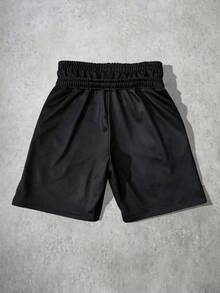 ROMWE MEN Pantalones cortos con cintura estampada de ajuste holgado para hombre - Negro - Ver 2