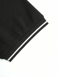 Manfinity Mode Men Single Striped Trim Polo Shirt - Black - View 5