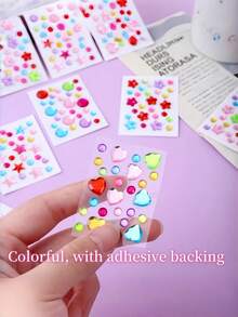30 Sheets Mini Diamond Stickers Acrylic Gemstone Gems For Decoration DIY Multicolor Rhinestone Sparkle Crafts Princess Reward Creative Art Supplies For Kids Teens - 30Pcs set - View 7