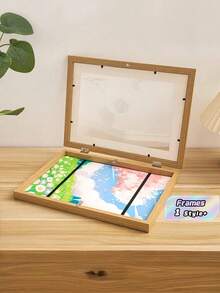 A4 Magnetic Flip Frame Natural Wood Finish Shatterproof Front Loading Display Case Easy Change No Tools Needed Modern Office Decor Document Showcase - log color - View 2