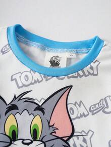 TOM & JERRY X SHEIN 男童圆领短袖T恤和修身长裤家居服套装 - 彩色 - 查看 4