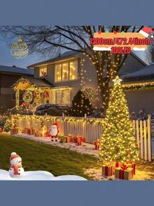 1PC 20/50/100/200LED Outdoor Solar String Light, 8 Lighting Modes, Warm White/White/Color/Purple Light, IP65 Waterproof Fairy Light, Suitable For Gardens, Trees, Courtyards, Festivals, Parties, Camping Fences, Houses, Suitable For All Seasons, Indoor/Outdoor Decoration String Light - بني فاتح - مشاهدة 20
