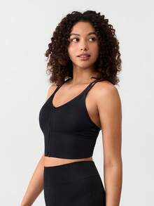 Loungeista EMUPER 1pc Seamless Elastic Racerback Sports Bra & Enhancing Bra For Womenfor Summerfor Summer - Black - View 5