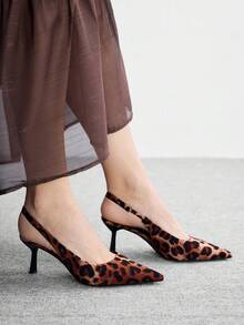 CUCCOO BIZCHIC Women Shoes Spring And Summer New Brown Leopard Print Pointed Toe Thin Heel High Heel Low Vamp Women's High Heel Shoes Daily Versatile Commuter Business Dinner Party Wear Women's Shoes - leopard print - View 3