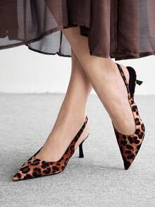 CUCCOO BIZCHIC Women Shoes Spring And Summer New Brown Leopard Print Pointed Toe Thin Heel High Heel Low Vamp Women's High Heel Shoes Daily Versatile Commuter Business Dinner Party Wear Women's Shoes - leopard print - View 5