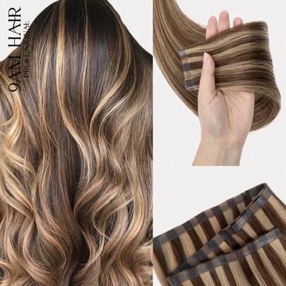 Tóc nối PU dạng dệt, không cần keo, nối tóc liền mạch, trọng lượng 40G-50G, dành cho tóc mảnh, đã được gắn sẵn kẹp và băng dính để may vào.