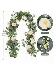 1/2 Stücke 180cm hochwertiger künstlicher Eukalyptus Rattan, weißer künstlicher Rose Rattan, künstliche Blumen für Hochzeit, Festliche Geburtstags-Hochzeitsparty Hintergrund Dekoration, Tisch Theke Treppe Dekoration, Hochzeitsstuhl Dekoration, Innenraum Mittel Dekorationshintergrund Rose Rattan, Heimdekoration - Weiss - Übersicht 10