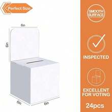 3 Packs White Glossy Cardboard Ballot Box With Slot - 6x6x6 Inch DIY Theme Suggestion Box With Detachable Header For Fundraising, Voting Contests, Party Events, Carnival Admission Ballot Boxes - multicolor - View 3