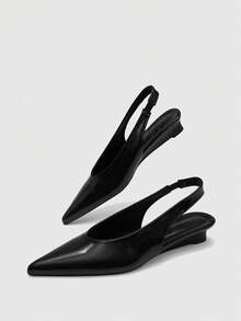CUCCOO BIZCHIC Temperament Small Slope Heel Women's Shoes - Black - View 4