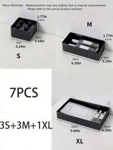 2/4/6/7/10pcs Multi-Functional Black Makeup Storage Box Set, Ideal For Organizing Perfumes, Skincare, And Cosmetics.  Multi-Size Compartment Design, Perfect For Toners And Samples. - Multicolor - View 13