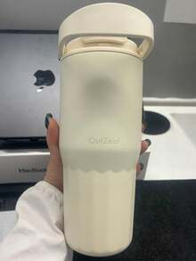 OutZeal 25 OZ 大容量保溫水壺 不鏽鋼雙層保溫翻蓋吸管隨行杯 附便攜手柄 適用健身房 工作室 登山 辦公室 休閒 - 米色 - 查看 11