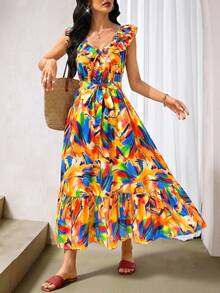 SHEIN Lady Đầm midi nữ in hoa, xếp ly ở gấu váy. - Nhiều màu - Xem 4