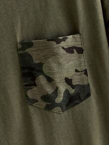 EASEVO Camiseta de manga corta casual de cuello redondo con bloques de color para hombres de talla grande - Verde militar - Ver 4