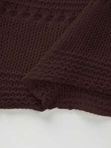 SHEIN Nuovi top estivi per outfit da spiaggia da donna, outfit da vacanza da donna, outfit da donna per le vacanze, top poncho lavorato a maglia bianco da donna - scollo a barca, orlo asimmetrico, righe orizzontali e dettagli traforati, fascino bohémien costiero e stile di stratificazione rilassato - Caffè Marrone - Visualizzare 8