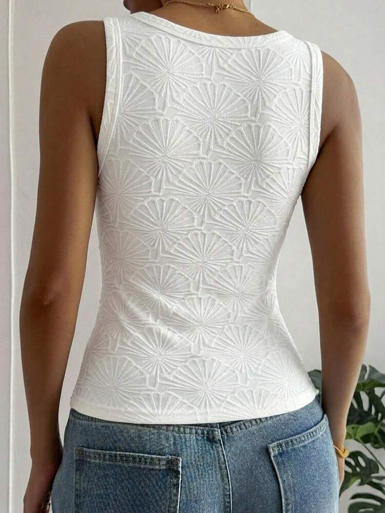 Women's Casual Sleeveless Top, Textured Fabric, Slim Fit, Suitable For Summer, Vacation, Daily Commute