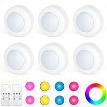 LED Puck Night Lights With Remote,16 Color LED Light Round Timer Dimmable Cabinet Light Puck Lamp For Stairs Home Decor - Multicolor - View 15