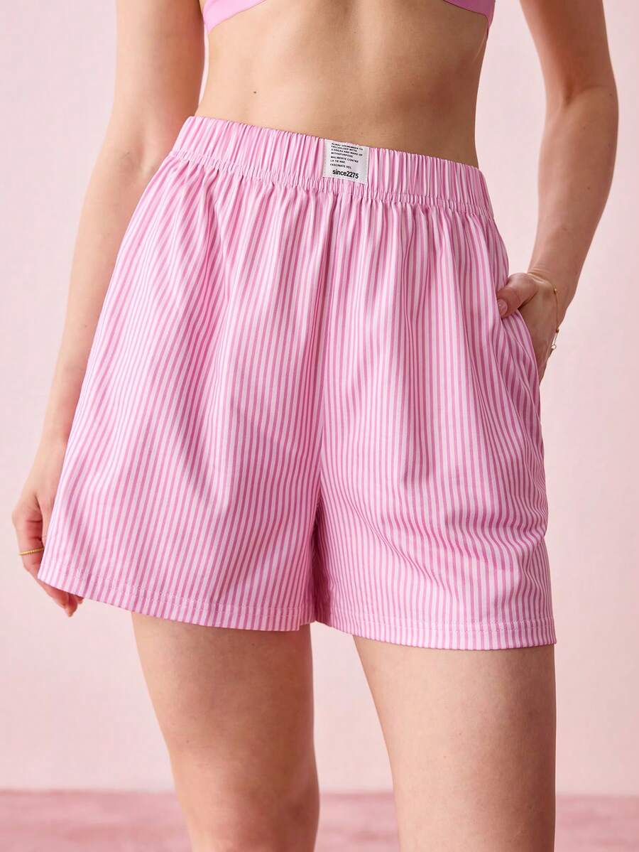 Bonmuse Bộ 3 món quần dài kẻ sọc cổ điển dành cho nữ, quần short, quần mặc nhà thoải mái, thích hợp cho mùa xuân/hè. - Nhiều màu - Xem 1