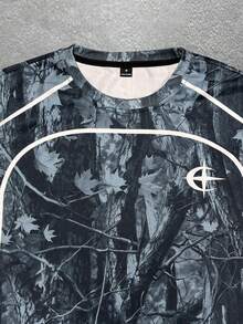 PAVTROS Men's Summer Fashion Street Tree Print Contrast Piping Short Sleeve T-Shirt And Drawstring Waist Shorts Set - Multicolor - View 7