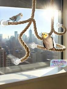 1pc Parrot Sisal Rope Climbing Toy With Suction Cup, Bendable Bird Perch Chew Toy For Cage Decor, Suitable For Parrots All Season - Multicolor - View 1