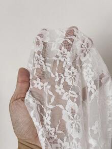 SHEIN DivaQ Women's Sexy Contrast Lace V-Neck Lace Trim Blouse - White - View 6
