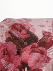 SHEIN BAE 女士加大码浪漫玫瑰印花吊带背心 - 彩色 - 查看 7