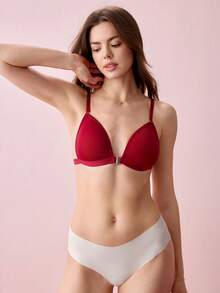 Bonmuse 3pcs Multi-Color Set: Front Closure Wireless Bra With Removable Pads, Women's Lingerie Bra With Detachable Straps For Versatile Styling - Spaghetti Strap Bra, Criss-Cross Back Bra, And Spaghetti Strap Bra (Suitable For A-C Cup)For Summerfor Summer - Multicolor - View 12