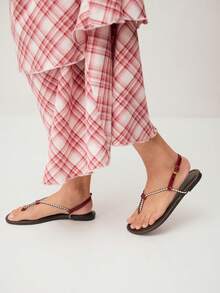 Nöista Giày sandal đế bằng phong cách bohemian tương phản, thoải mái dành cho nữ. - Màu Đỏ Sâu - Xem 2