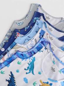 【2件套】儿童可爱卡通印花背心上衣和短裤针织贴身睡衣家居服套装 - 彩色 - 查看 4