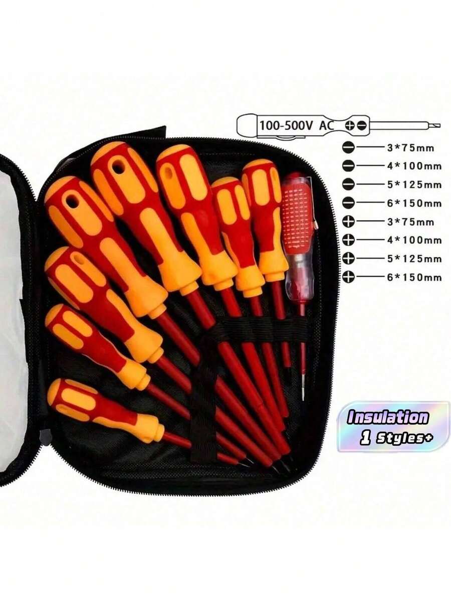 5/9/10 Pcs AS Plastic Handle Screwdriver Bit 9 Piece Multi Screwdriver Set Insulated Precision Screwdriver Set, Tools For Men - Multicolor - View 1