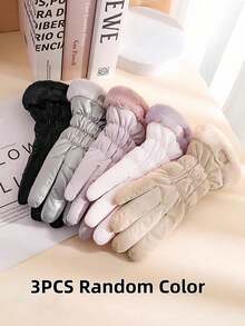 1 Pair Thermal Lined Winter Gloves Touchscreen Compatible Windproof Design Motorcycle Riding Essential Christmas Stocking Fillers Holiday Gift For Women Outdoor Sports Must Haves - multicolor - View 15