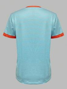 EMERY ROSE Women's Contrast Color Stripe Print Round Neck Short Sleeve T-Shirt - Multicolor - View 2