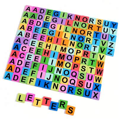 MINKOJA MINKOJA Juego de 144 piezas de letras del alfabeto de madera - Piezas de madera para formar palabras, crucigramas, juegos educativos - Juguetes de aprendizaje para niños, adultos y juegos familiares