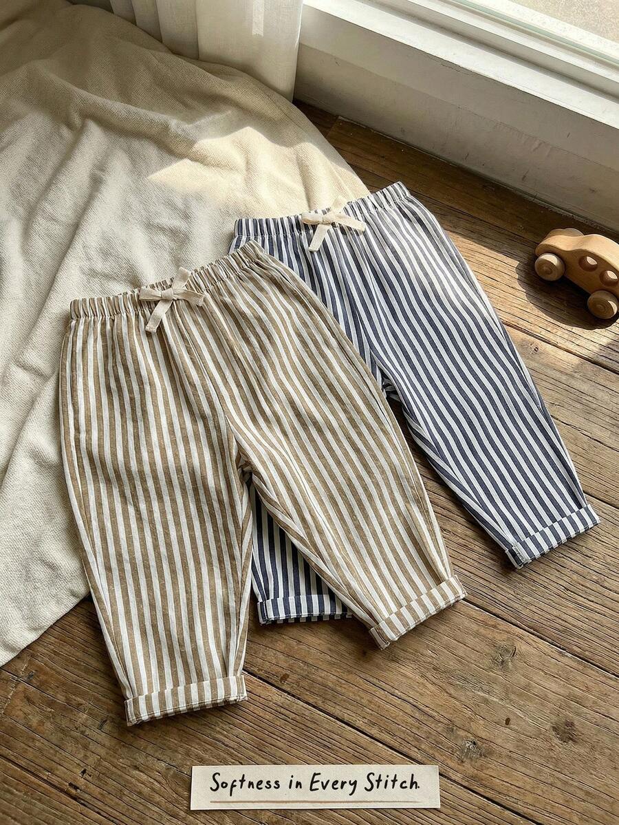 Cozy Pixies 2件套男童度假条纹装饰弹力腰直筒裤,百搭舒适 - 彩色 - 查看 1