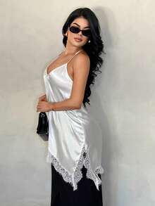 SHEIN SXY Elegant Summer Lace Patchwork Camisole - White - View 6