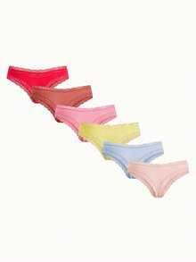 Bonmuse Quần lót ren nữ 6 chiếc/gói, quần lót đa năng cạp vừa - Nhiều màu - Xem 2