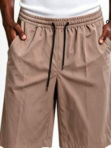 SUMWON Men's Casual Drawstring Bermuda Shorts With Relaxed Fit And Side Pockets For Summer Comfort,  Beige Shorts For Men, Long Shorts For Men, Jogging Shorts For Men - Khaki - View 4