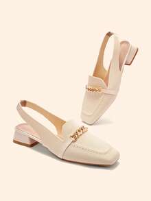 CUCCOO BASICS CUCCOO 女士链条装饰时尚露跟平底鞋 - 米白色1 - 查看 3