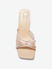Eladyva Apricot Open Toe High Heel Sandals, Breathable Mesh Vamp, Minimalist Slim Heel, Versatile Summer Sandals For Women - Apricot - View 7