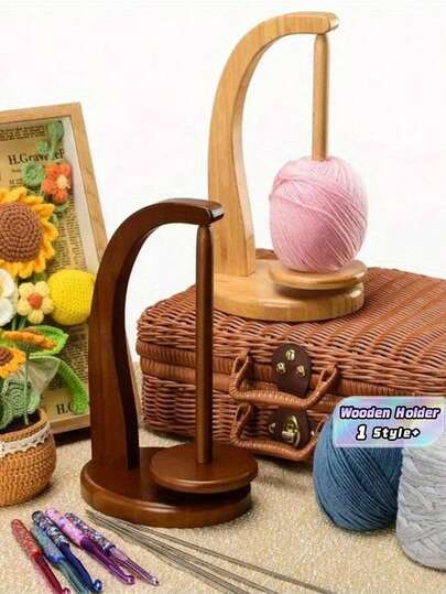 1 cái Giá đỡ sợi bằng gỗ để đan móc, Giá đỡ sợi có thể xoay với chức năng xoay, Giá đỡ sợi quay để đan, Ngăn ngừa sợi bị rối và quấn, Vật dụng đan thủ công DIY, Quà tặng giá đỡ sợi cho những người yêu thích đan móc Phụ kiện Vật dụng