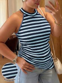 Vionelle Plus Size Women Elegant Sleeveless French Style Casual Tank Top - Baby Blue - View 1