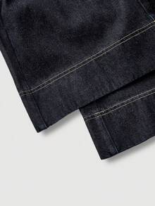 SHEIN Tall Quần jeans nữ đơn sắc tối giản mặc hàng ngày - Rửa tối - Xem 3