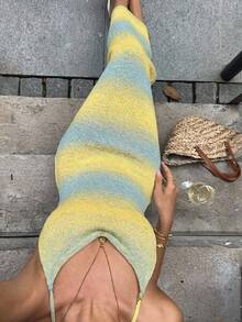 Lumalex 女士渐变色修身时尚吊带针织连衣裙 - 彩色 - 查看 2