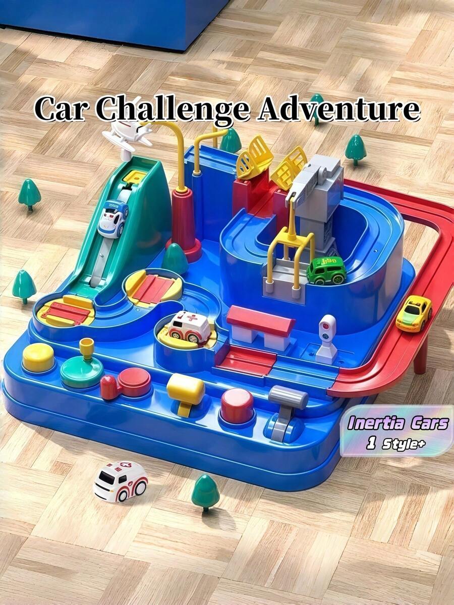 Adventure Track Set With Inertia Powered Cars Parking Garage Suitable For Children Over The Age Of Three Interactive Play Parent Child Bonding Educational Learning Activity Christmas Stocking Fillers Holiday Gift Ideas For Kids Family Game Night Must Haves - Multicolor - View 1