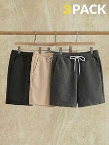 3pcs Men's Summer Casual Drawstring Pocket Shorts - Multicolor - View 1