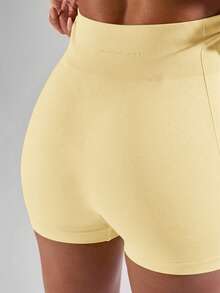 Musera Sport High Waist Mini Shorts Active Comfy Workout Gym Running Run Club, Padel, Tennis, Pickleball Gym Fitness Lemon Butter Yellow - Butter Yellow - View 5