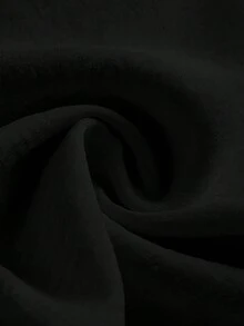 SHEIN 少女休闲纹理腰部蝴蝶结装饰黑色裤子 - 黑色 - 查看 4