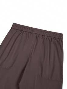 Manfinity Homme Men's Solid Color Drawstring Waist Pocket Casual Pants - Maroon - View 3