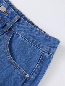 GlowEve Chân váy denim ngắn nữ mùa hè, kiểu dáng thường ngày, phù hợp đi nghỉ mát và đi làm, với viền ren xếp ly tương phản. - Màu xanh lam - Xem 6