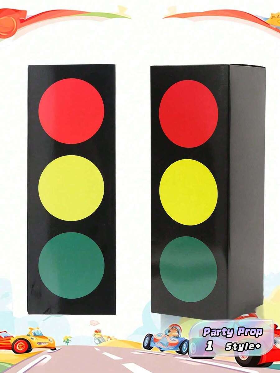 Racing Theme Traffic Light Box - Traffic Signal Centerpiece Decor, Perfect For Race Car Birthday Party Supplies, Table Centerpiece & Party Backdrop Decorations - Multicolor - View 1